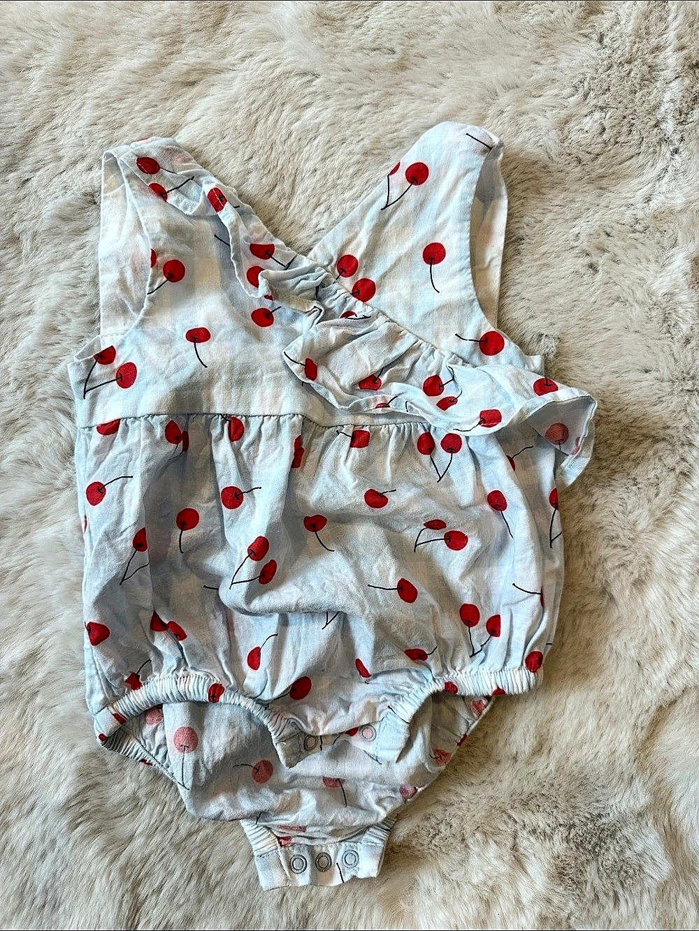 Rylee + Cru Chiara Romper Cherry Check Bodysuit